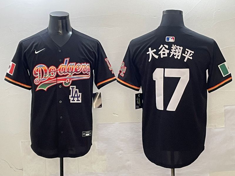 Men Los Angeles Dodgers #17 Ohtani Black rainbow 2025 Nike MLB Jersey style 4159->los angeles dodgers->MLB Jersey